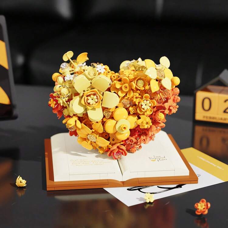 700+ Pcs Small Particle Building Block Heart-Shaped Bouquet Model, DIY Desktop Decor Toy, ABS Material, Suitable As Valentine's Day, Christmas, Holiday Gift For Men And Women - Creative Love - View 7