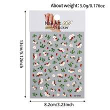 1片装 5D果冻白百合花美甲贴纸 牡丹玫瑰山茶花绿叶浮雕美甲贴花 春季精致美甲装饰贴纸 - 綠色 - 查看 7