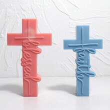 Cross Shaped Candle Silicone Mold, European Style Rune Cross Resin Stone Gypsum Silicone Mold - White - View 4