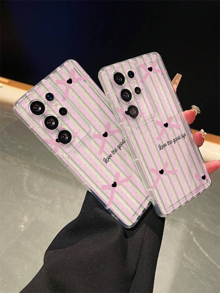 1个波点蝴蝶结装饰抱枕透明防摔手机壳，TPU材质，适合作为节日礼物，男女通用，兼容三星S25/S25 Plus/S25 Ultra/S24 Ultra/S24/S23 Ultra/S23/S22 Ultra/S22 - 彩色 - 查看 8