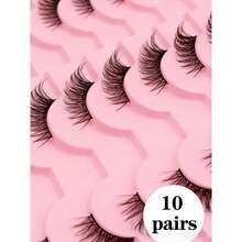 ¡Techo de deseo puro! El artefacto de maquillaje desnudo con pestañas postizas de tallo negro y medio ojo rizado naturalmente simula que la bandeja rosa del rey con una relación calidad - precio de 7 pares / 10 pares de ojos alargados es más portátil. - C-10 (Denso) - Ver 3