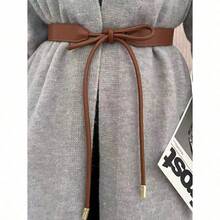 1pc Elegant Women's Fashionable Solid Color Casual Bowknot Tie PU Leather Belt, Simple & Versatile Design, Perfect For Pairing With Dresses, Sweaters And Coats For Stylish Decoration, Highlighting The Graceful Figure Of Women, All Season Summer, School Fall, Autumn, Halloween - Black - View 6