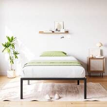 Base De Cama Queen De Metal 14 Pulgadas Con Gran Espacio De Almacenaje, Estructura De Plataforma Resistente Sin Resortes, Antideslizante y Silenciosa, Fácil Montaje - Negro - Ver 8