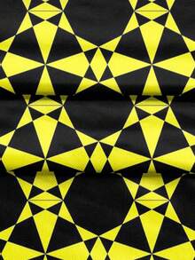 Two-Piece Casual Style Knitted Fabric Vivid Lively Men's Set For Daily Commute & Outdoor Activities, Summer Yellow Black Geometric All-Over Print Loose Short Sleeve Beach Shorts Set - Nhiều màu - Xem 7