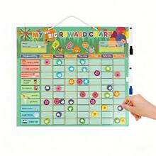 1 Bộ Bảng Thưởng Trẻ Em Màu Xanh Lá Cây Lớn, Chất Liệu Giấy & PVC, Đồ Dùng Học Tập, Bảng Thưởng Sao Có Thể Tái Sử Dụng Kèm Nhãn Dán, Thích Hợp Cho Mùa tựu trường, Lớp học và Gia đình. - Nhiều màu - Xem 3