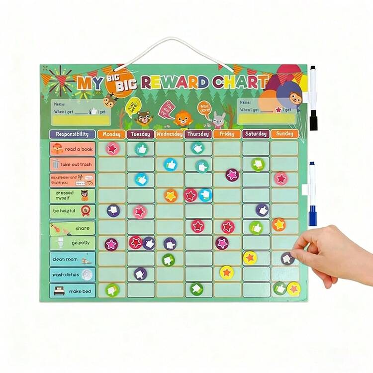 1 Bộ Bảng Thưởng Trẻ Em Màu Xanh Lá Cây Lớn, Chất Liệu Giấy & PVC, Đồ Dùng Học Tập, Bảng Thưởng Sao Có Thể Tái Sử Dụng Kèm Nhãn Dán, Thích Hợp Cho Mùa tựu trường, Lớp học và Gia đình. - Nhiều màu - Xem 3