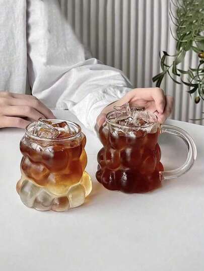 1pc Bubble Glass Cup, Creative Asymmetrical Water Cup, Coffee Mug, Beer Mug, Unique Grape Shaped Cute Drinkware, High-Quality Office Essential, Lovely Couple's Must-Have
