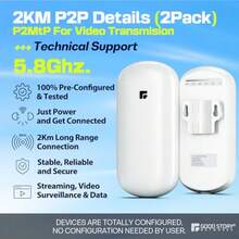 Puente Inalámbrico 2KM 5.8G Punto a Punto CPE para Exteriores CPE Puente WiFi de Largo Alcance para PtP/PtMP con Antena de Alta Ganancia 12DBi Adaptador PoE Puerto Ethernet RJ45 Pack de 2 - blanco - Ver 3