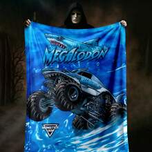 1PC 3D Monster Jam Monster Truck Cartoon Blanket, Edgy Gift For Motorsports Fans, Themed Man Cave Decor, Retro Sci-Fi Party Accent & Race Day Souvenir,Soft Throw Blanket For Home Bedroom Bed Sofa Picnic Travel Office Cover Blanket - multicolour 19 - 查看 5