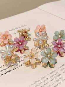 Set Of 48 Mini Floral Hair Clips With Crystals/Pearls/Opal Hair Accessories For Children And Adults - Bộ gồm 24 đơn vị - Xem 5