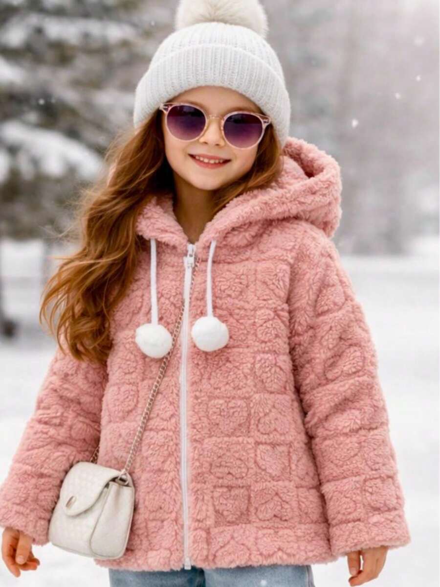 Very Warm Children's And Youth Teddy Coat With Hood - Rusty Rose - View 1