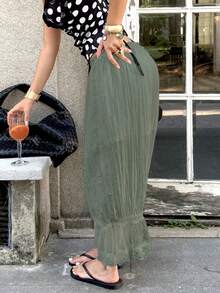 女士舒适百搭蕾丝拼接灯笼裤，秋冬春季款 - 抹茶綠 - 查看 4