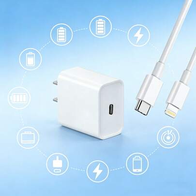 20W UL认证充电器 + 3.3英尺/200厘米苹果MFi认证PD快充线，耐用高效数据传输线，20W墙式充电器适配器兼容苹果14/13/12/11/XS/XR/8/7/6系列