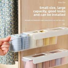 1 pieza Caja de almacenamiento de pared de plástico, caja de almacenamiento de cajón multifuncional para ropa interior y calcetines, caja de almacenamiento montada en la pared sin perforación, con deflector ajustable incorporado, adecuada para almacenamiento en dormitorio, organización de armario, almacenamiento de cocina, almacenamiento de baño - Multicolor - Ver 8