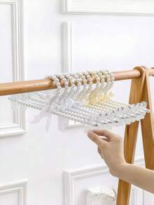 1/5/10件套欧式珍珠衣架,带蝴蝶结装饰,儿童衣架必备家具,珍珠裤夹,宠物衣架和普通衣架 - 預設 - 查看 8