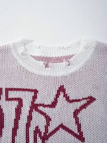 Áo len ngắn tay nam Andreilee phong cách đường phố Hàn Quốc, đơn giản, đa năng, họa tiết ngôi sao và số, kiểu dáng casual mùa xuân/hè mới. - trắng - Xem 4