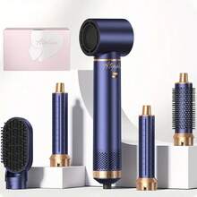 ATOPSKINS 5-In-1 Professional Heat Styling Tool (Hot Air Brush + Auto Curling Wand) | 5 Detachable Interchangeable Heads + 3 Adjustable Temp Controls | Auto Curling, Curls/Waves/Straightening/Smoothing | Airy Bangs, Volumizing Roots & Frizz-Free Finish - Blue - View 13