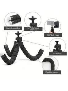 Adjustable 3-Mode 10-Level Brightness LED Ring Light With USB Power Supply And Flexible Foam Bracket, Suitable For Smartphones And Cameras - Black - View 9