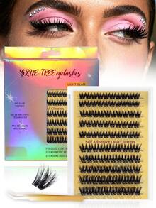 160/190/200pcs Cluster Eyelashes, Self-Adhesive Eyelash Tools, Individual Cluster Lashes, Mixed 8-16mm C Curl Eyelash Extension, Cluster Eyelashes, DIY Eyelash Extension At Home - Black - View 2