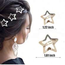20 PCS Star Snap Hair Clips Silver Y2K 2000s Hair Accessories Non Slip Clips For Girls Women,1.61IN - Silver 20-pack - View 6