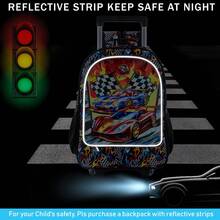 3 PIEZAS Mochila con ruedas estilo libro para niños, mochila escolar con ruedas, conjunto de mochila con ruedas con estampado UV y lonchera - Mochila con ruedas - Ver 6