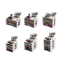Aimall Desktop File Storage Rack, Multi-Layer Storage Rack, Office Large Capacity Storage Rack, Office Storage File Rack - White - View 12