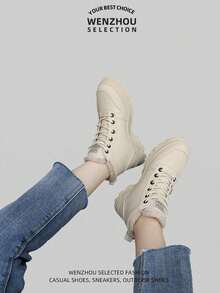 Nouvelles bottes de neige pour femmes grande taille, doublure thermique, isolation épaisse, montantes, légères - Kaki - Voir 9