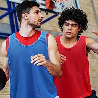 12pcs Basketball/Football Training Jersey, Team Vest, Suitable For Outdoor Sports, Matches, Team Building, Outdoor Training Base Layer, Casual Fashion Print, Suitable For Basketball, Football, Rugby And Other Sports, Spring/Summer Gift