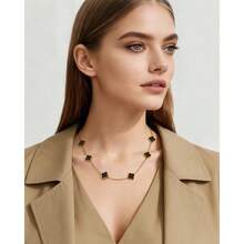 Women's Dainty Non Tarnish Four Leaf Clover Necklace For Valentines Day Gift, Lucky Jewelry With 18K Gold/Silver Plated  Design - như hình ảnh - Xem 3