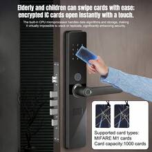 Capacitive Fingerprint Smart Door Lock With Handle & Keypad (Including Key And Card)  – No More Lost Keys,Keyless Entry & Remote Access,Auto & One Touch Lock | Digital Smart Door Locks | Easy Installation | IP54 Waterproof Suitable For Homes, Rooms - Black - View 5