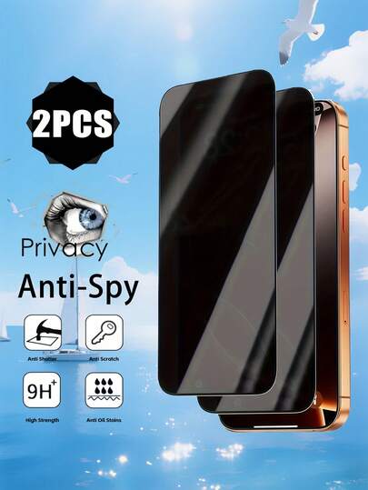 2 Pieces Full Screen Anti Peeping Phone Protective Film, Compatible With IPhone 11/12/13/14/15/16/17/17Air/17Pro/17ProMax, Scratch Resistant/Waterproof/Anti Fingerprint/Privacy Protection/Easy To Install/Fit Phone Case, Suitable For Family Gatherings, Daily Outings Or Gift Giving [Phone Accessories]