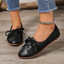 New Design Soft Bottom Loafers, Fashionable Niche Versatile Comfortable Casual Lace-Up Flat Shoes For Women - Black - View 2