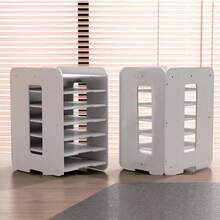 Aimall Desktop File Storage Rack, Multi-Layer Storage Rack, Office Large Capacity Storage Rack, Office Storage File Rack - White - View 7