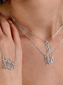 Personalisierte minimalistische elegante Mode-Katzenanhänger-Halskette mit englischem Buchstaben-Namen, Familienversion, Paarversion, 18K vergoldeter Edelstahl, Gold- und Silberfarben erhältlich, exquisiter vergoldeter Schmuck, geeignet für Paar, Freunde, Familie - individueller Text/Name - ideales Geschenk zu Weihnachten, Valentinstag, Geburtstag, Jahrestag - eleganter Schmuck für ihn und sie - Verschiedenfarbig - Übersicht 14