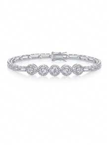 Vòng tay Moissanite bạc 925 cao cấp dành cho nữ, trang sức sang trọng, đa năng, không gây dị ứng, quà tặng Ngày Valentine, Ngày của Mẹ, sinh nhật, đóng gói hộp quà. - Bạc - Xem 14