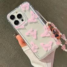 两件套：1个透明蝴蝶手机壳 + 1条蝴蝶链手机壳，兼容 13、15 Pro Max、11/11 Pro/12/12 Pro/12 Pro Max/13/13 Pro/13 Pro Max/14/14 Pro/14 Pro Max/15/15 Pro/16/16 Pro，手机壳背面印有蝴蝶图案，时尚迷人。 - 無色 - 查看 3