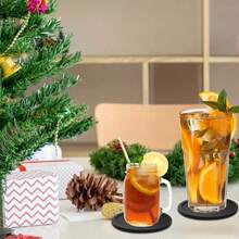 6个装硅胶杯垫，带不锈钢支架，可重复使用且易于清洁 - 完美保护桌子和露台家具免受水渍和痕迹的侵害 - 非常适合家用，可搭配杯子、马克杯和饮料使用，硅胶杯垫，圣诞装饰 - 彩色 - 查看 5