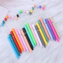 12pcs Random Color Macaron Style Long Thin Ballpoint Pens, DIY Pen Making Supplies, Jewelry Accessories, Stationery, Creative Craft Silicone Beads, Focal Beads, Holiday Gift Box - Multi-color Random Distribution - View 4