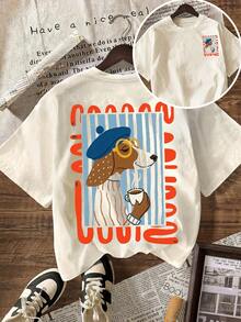 Dachshund Coffee Club, Summer Outfits For Women, Beach Outfits For Women, Casual Blouses For Women, Women's Casual Round Neck Short Sleeve T-Shirts - Light Apricot - View 1