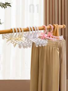 1/5/10件套欧式珍珠衣架,带蝴蝶结装饰,儿童衣架必备家具,珍珠裤夹,宠物衣架和普通衣架 - 預設 - 查看 6