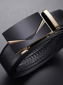 Men Automatic Buckle Leather Belt, Invisible Buckle Design For Business Pants - Multicolor - View 4