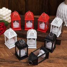 3/6pcs Plastic Mini Lanterns, Hollow Top Design For Easy Carrying, Flameless Warm Light, Retro LED Electronic Plastic Decorative Lamps, Home Decor Accents, Atmosphere Lights For Bedroom, Living Room, Camping, Outdoor, Dates, Picnics, Crafts - Hollow Out Four-corner Lantern - View 6