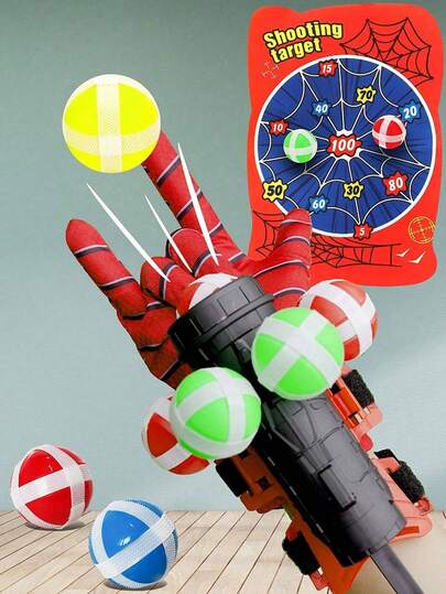 1 Set Spider Web Shooter Toy For Boys, Includes Sticky Balls And Targets, Great For Role Play And Holiday Gifts