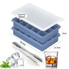 2pcs/Set (1 Ice Clip Included) 15-Cavity Square Silicone Ice Cube Tray With Silicone Lid, Multi-Cavity Silicone Ice Cube Mold, Whiskey Ice Cube Maker - Multicolor - View 26