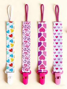1pc/2pcs/3pcs/4pcs Double-Sided Floral Pacifier Chain, Baby Teether Toy Hanging Strap, Anti-Lost Clip, Random Floral Pattern - Multicolor - View 6