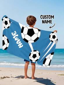 Personalized Children's Beach Towel Customizable Kids Beach Towel For Swimming And Travel For Boys And Girls - Multicolor - View 2