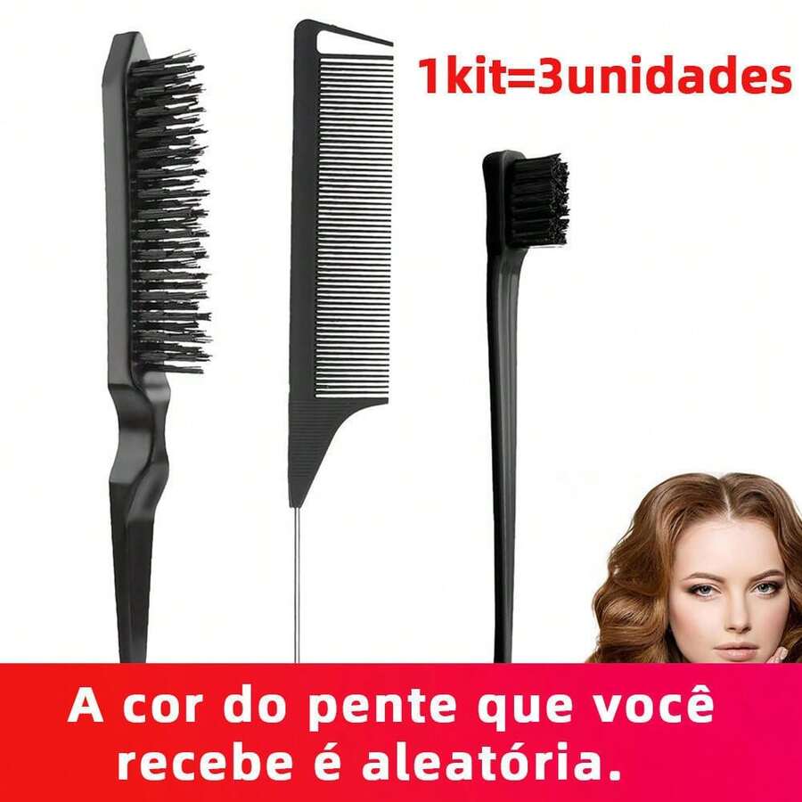 3/6/9 Piece Hair Kit – Rat Tail Comb, Fine Line Brush For Styling/Daily Use And Travel - 1 套/3 件 - 查看 1