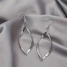 Geometric Wave Dangle Earrings, Y2K Minimalist Fashion Earrings For Daily & Party, Chic Simple Design Women's Jewelry Gift & Accessories Wave Dangle Earrings / Y2K Minimalist Geometric Earrings For Women / Casual & Party Fashion Jewelry / Lightweight Simple Design Gift & Accessories - Bạc - Xem 4