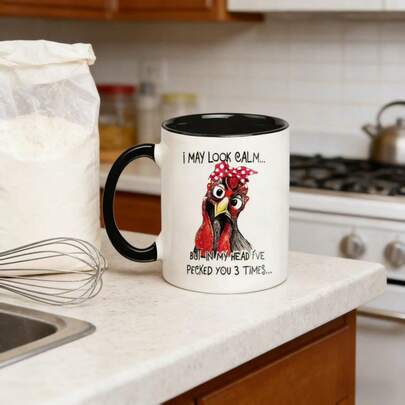 كوب سيراميك معزول قابل لإعادة الاستخدام متعدد الاستخدامات قابل للغسل سعة 11 أونصة كوب شاي ممتع للاستخدام في المنزل والمكتب والأعمال!