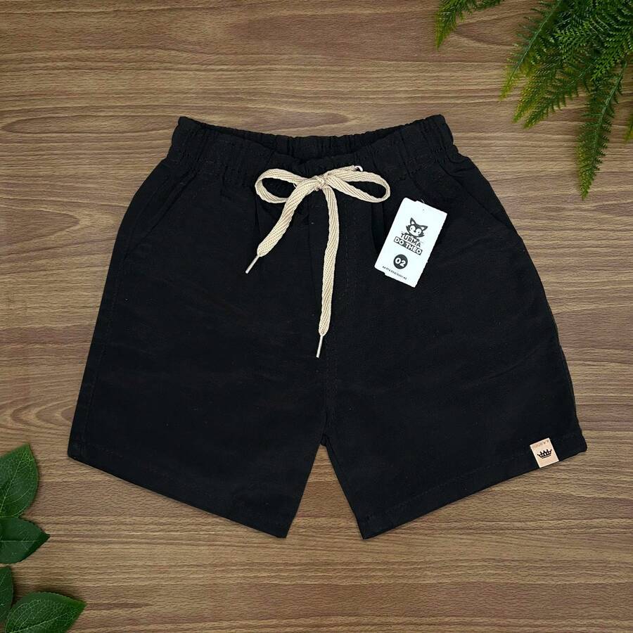 Boys' Linen Shorts, Premium Sizes 2 To 16 - Black - View 1